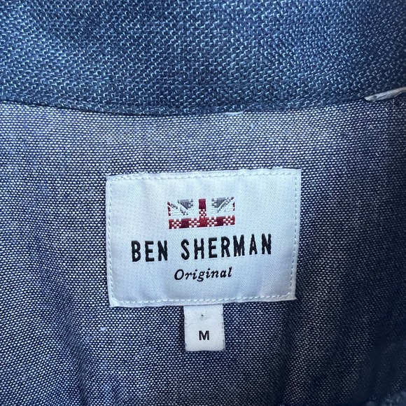 Ben Sherman Blue Chambray Denim LS Shirt Medium - Picture 3 of 5